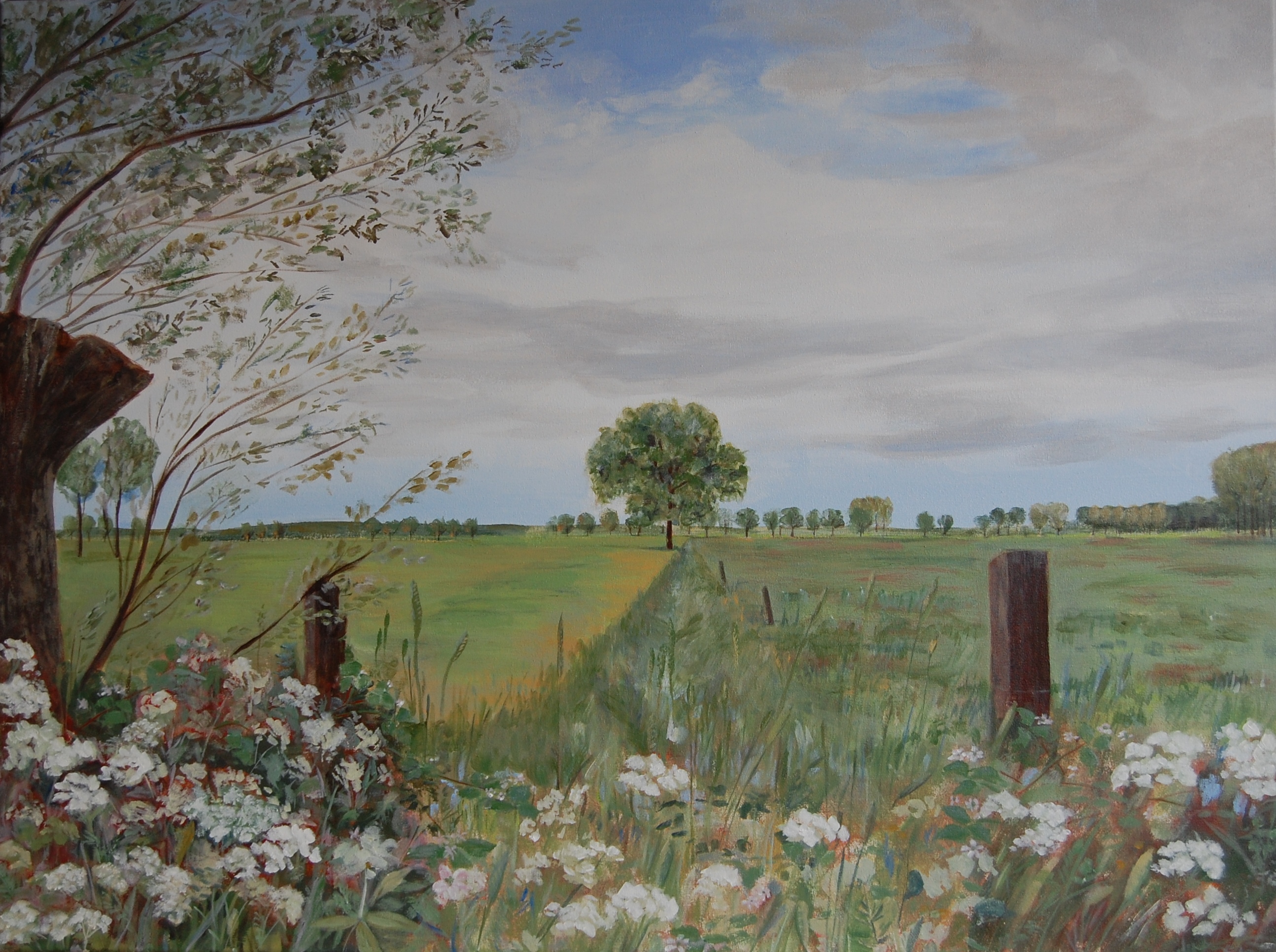 Schilderij Landschap Met Fluitekruid Liesbeth Barendse Schilderijen